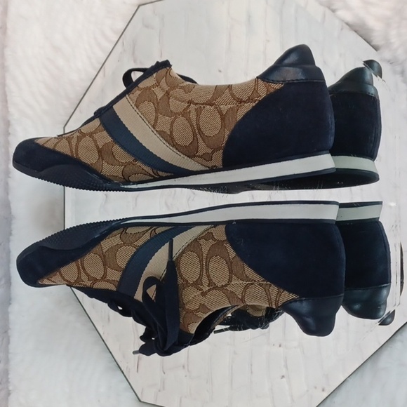 Y2K Coach Logo New York New Womans Brown & Black Suede Sneakers 9 M - Picture 4 of 13